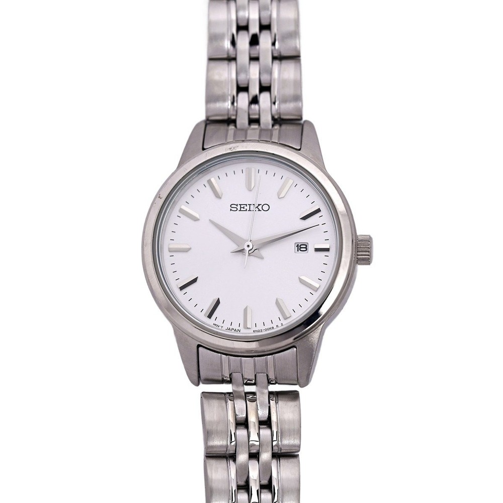 Seiko Ladies Watch SUR837 Silver Stainless Steel Date New 50m Gift for her